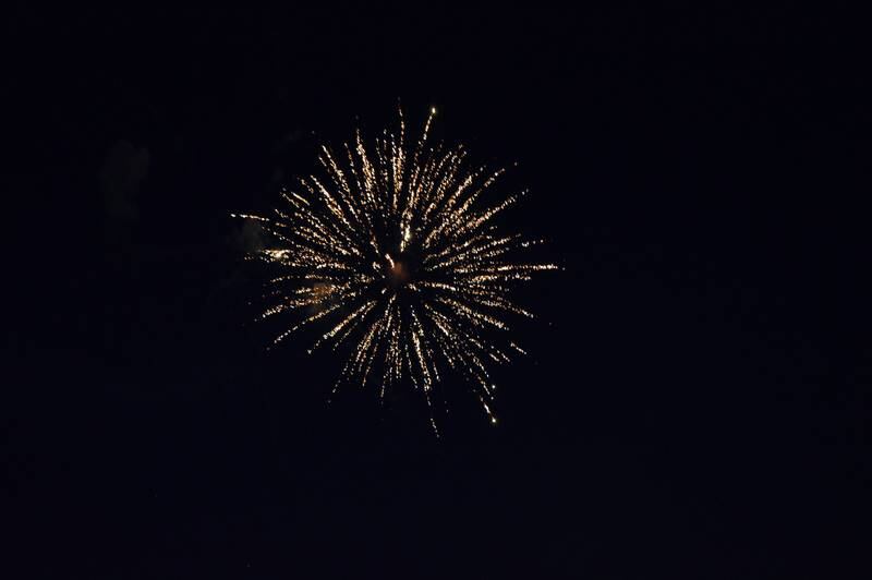 Fireworks explode over the Bertolet Memorial Library on June 2, 2023, at the end of the first day of Leaf River Summer Daze. The three-day event took place June 2-4, with most activities held at the library and River Valley Complex.