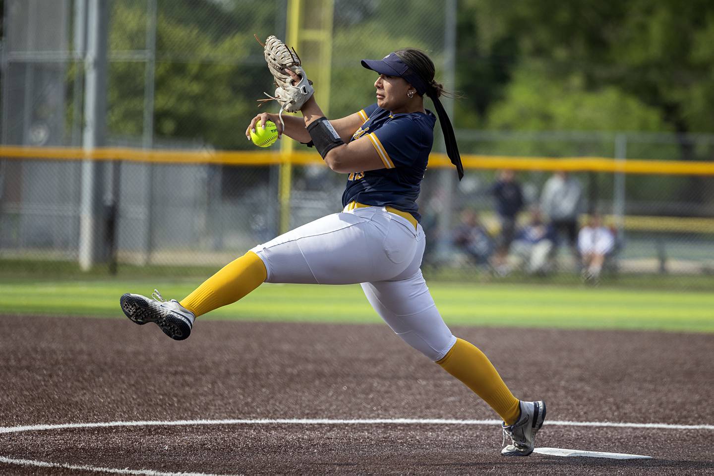 Sterling’s Lily Martinez winds up for the pitch against Lasalle-Peru Tuesday, May 19, 2026, at the Class 3A softball regionals at Sterling.