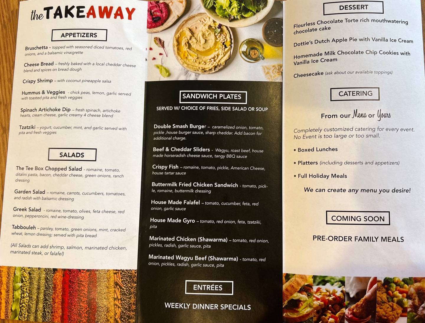 The Takeaway will offer “a fusion of cherished family recipes and beloved regional favorites,” such as bruschetta, The Tee Box chopped salad, double smash burger and weekly dinner specials.