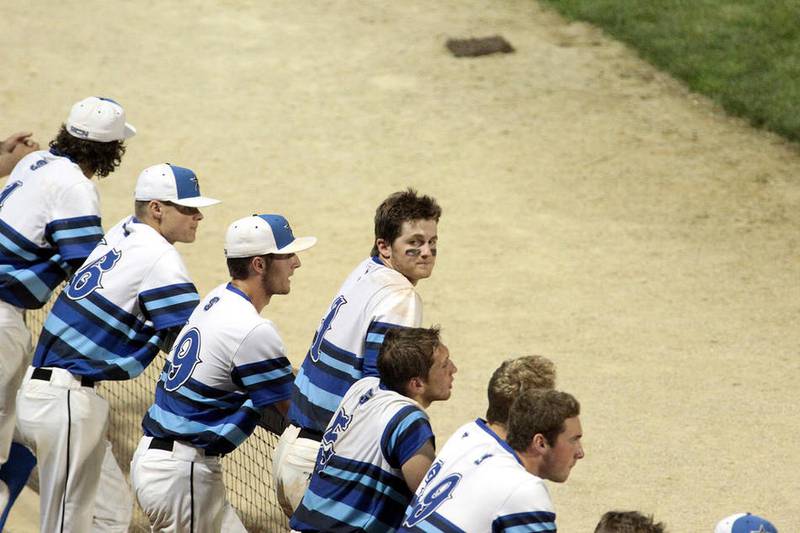 The St. Charles North baseball team's bench watches the final inning of a 10-4 loss to Mundelein in an IHSA Class 4A state semifinal at Joliet's Silver Cross Field. The North Stars will face Plainfield North for third place at 5 p.m. Saturday.