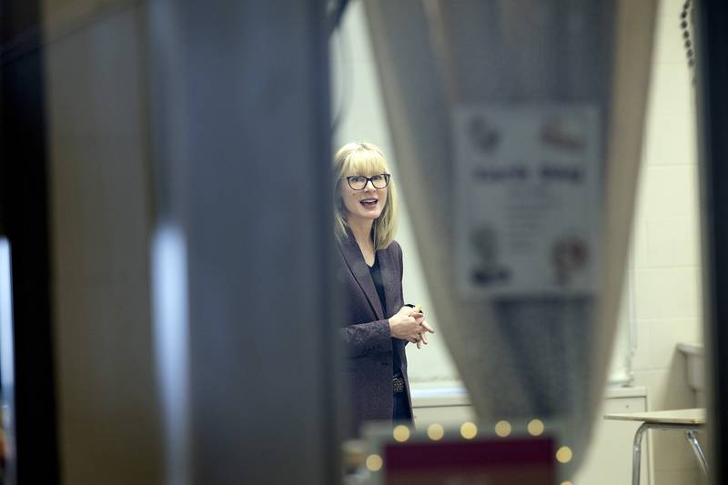 Local lawyer Liz Wahl speaks to students Monday, Jan. 29, 2024 at St. Mary’s School in Sterling about her profession.  The school brought in several professionals to speak to the students in celebration of Catholic Schools Week.