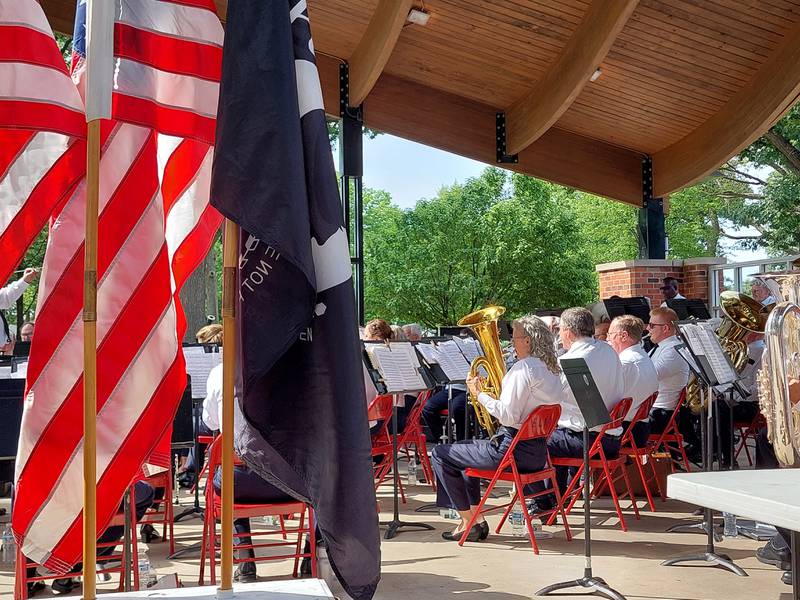 The Joliet American Legion Band performed Saturday, June 15, 2024, at Plumb Pavilion in Streator's City Park for the Elks Club's annual Flag Day ceremony.