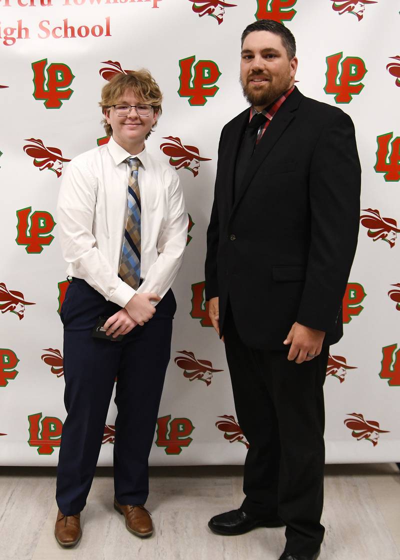Kaden Dellinger (left) received the La Salle-Peru High School Math Division Rabe Award.