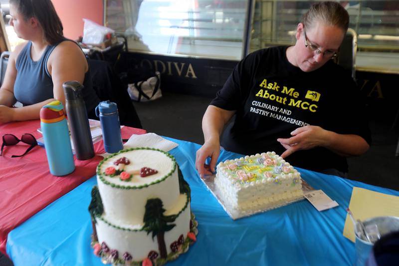 Sarah Frey judges cakes during the opening day of the McHenry County Fair on Tuesday, July 29, 2025. The fair runs through Sunday at the fairgrounds in Woodstock.