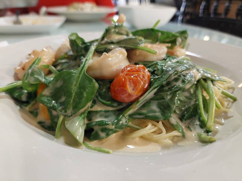 The shrimp bianca is a special at Ryan's Eatery in Marseilles that features shrimp, spinach and tomatoes in a creamy sauce over angel hair pasta.