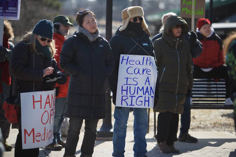 Local supporters gather at the Medicare Rally on Sunday, Feb.9,2025 at the DuPage County Courthouse in Wheaton.