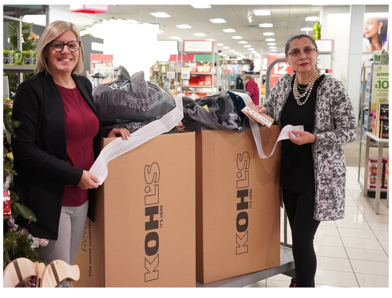 Michelle Earley, SD 308 Assistant Director of Engagement, with Oswego Kohl’s store manager Zaklina (Jackie) Slakeska