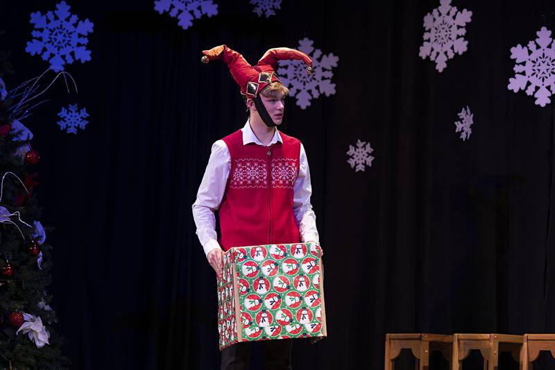 Zander VandeSand plays a misfit toy in one scene of Pinecrest Grove Theater’s “Every Christmas Story Ever Told (And Then Some!)” during rehearsal on Wednesday, Dec. 7, 2022.