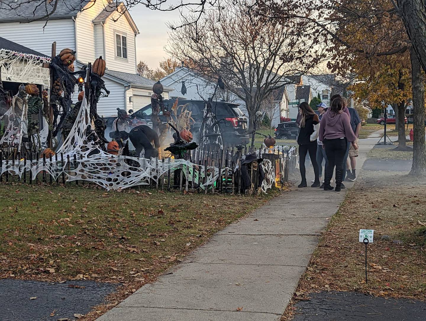 Brian Hunter of Plainfield said isn't bothered by the increased traffic his neighbors' "Stranger Things" display has created. Many of the people who come out to see "floating Max" at Dave Appel's and Aubrey Appel's home also stop and view Hunter's Halloween display, which is seen on Saturday, Oct. 29, 2022.