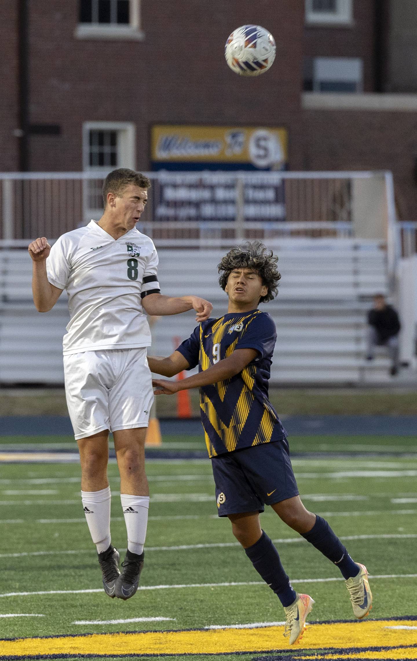 Sterling’s Mauricio Herrera works against Geneseo’s Eric States Tuesday, October. 1, 2024, at Sterling High School.