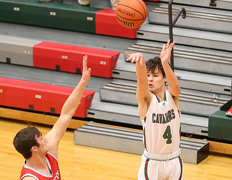 L-P's Jack Jereb shoots a jump shot over Streator's Christian Benning on Thursday, Jan. 28, 2023 at L-P High School.