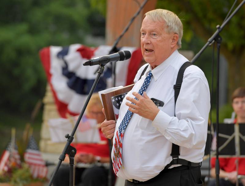 Batavia Mayor Jeff Schielke speaks during the annual Batavia Flag Day Ceremony on Wednesday, June 14, 2023.