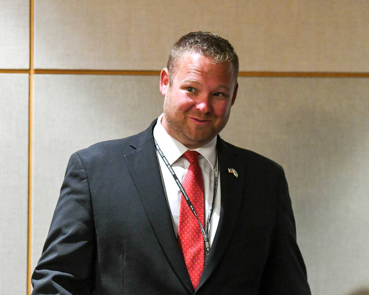 Jake Zimmerman talks with people in the courtroom before the start of the Veterans Treatment Court graduation ceremony on Monday Sept. 21, 2025, held at the Kane County Judicial Center in St. Charles.