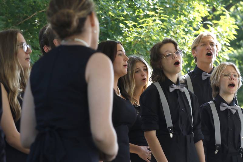 Members of the McHenry High School Choir  sing a song during a September 11 Remembrance Ceremony on Sept. 11, 2025, at Veterans Park in McHenry.