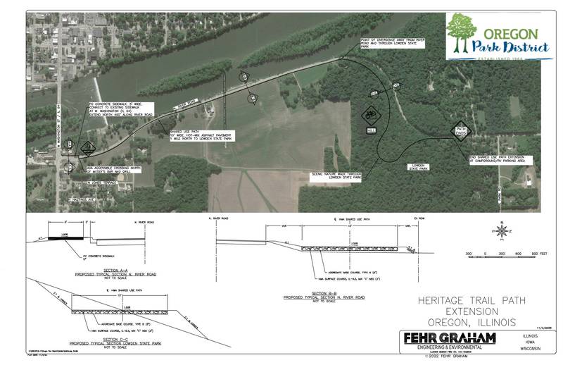 Oregon Park District recently received a $3 million state grant to construct the 1.88-mile Rock River Heritage Trail. It will connect downtown Oregon to Lowden State Park.