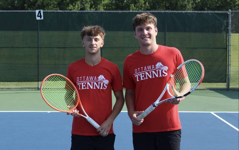 Ottawa's Evan Krafft (at left) and Noah Gross are the 2025 Times Boys Tennis Players of the Year.