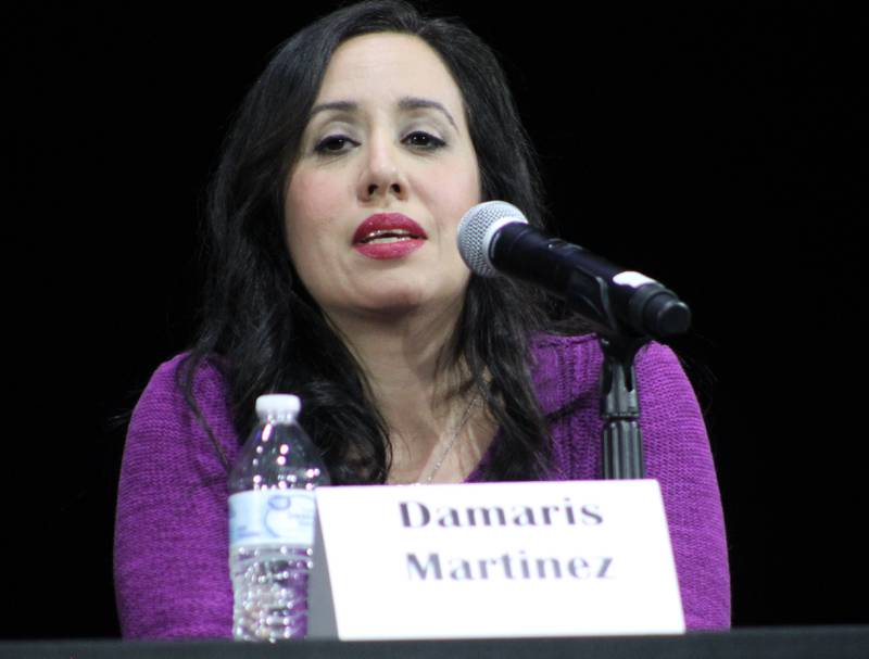 Damaris Martinez appears Thursday, March 16, 2023, during a Dixon board of education candidate forum at Dixon Theatre.