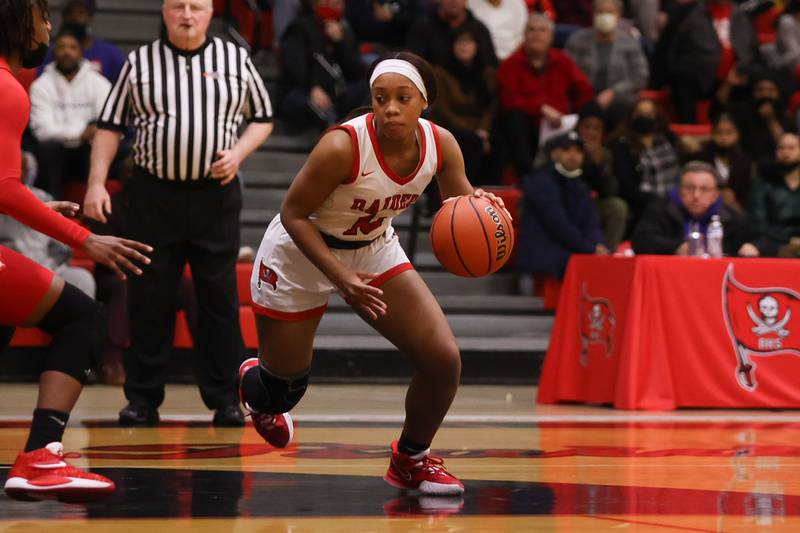 Bolingbrook’s Miranda Fry makes a move against Homewood-Flossmoor in the Class 4A Bolingbrook Sectional championship. Thursday, Feb. 24, 2022, in Bolingbrook.