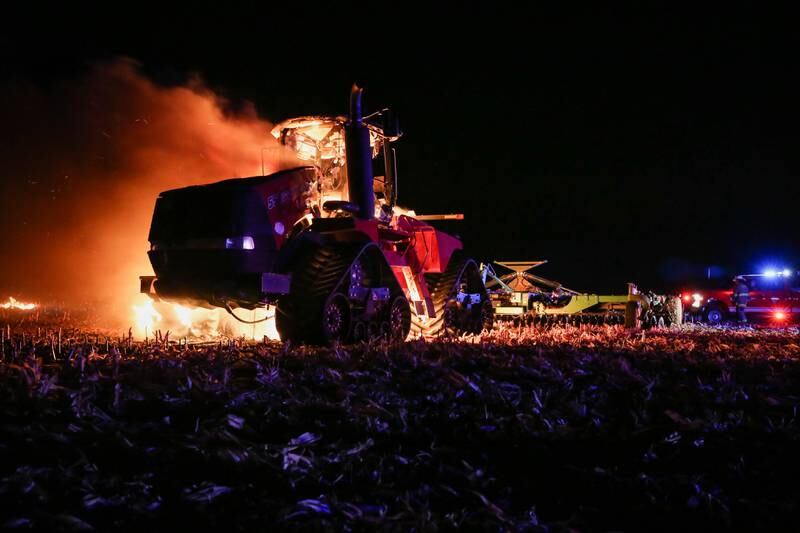 The Harvard Fire Protection District responded to a tractor and brush fire Thursday, Nov. 3,  2022, in the area of Bunker Hill Road and Island Road near Harvard.