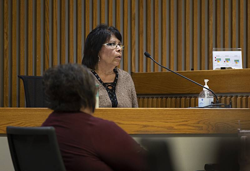 Mary Bennett takes the stand of behalf of son Michael during his sentencing hearing Thursday, Oct. 19, 2023 in Whiteside County.