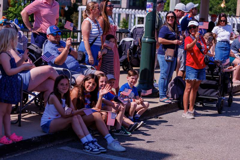 Famlies line the street for the Memorial Day parade on Monday, May25,2026 in St. Charles.