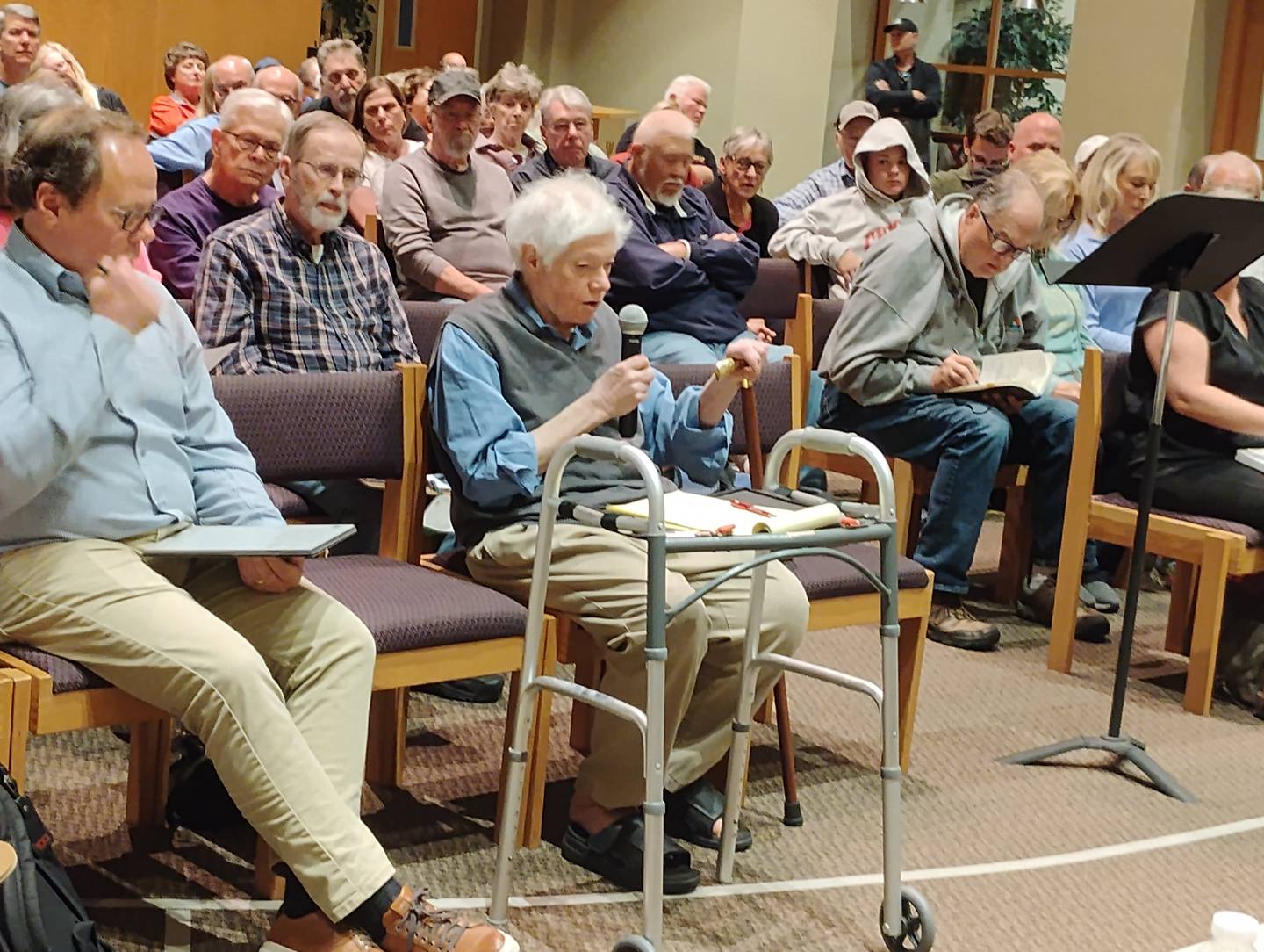 Attorney Kenneth Shepro speaks at the Campton Hills special meeting Thursday, Sept. 4, about the LaFox of Campton Hills annexation. Shepro said the Kane County Forest Preserve District Land Acquisition Committee voted last week to purchase the 440 acres of open space, allaying fears that it could also be developed.