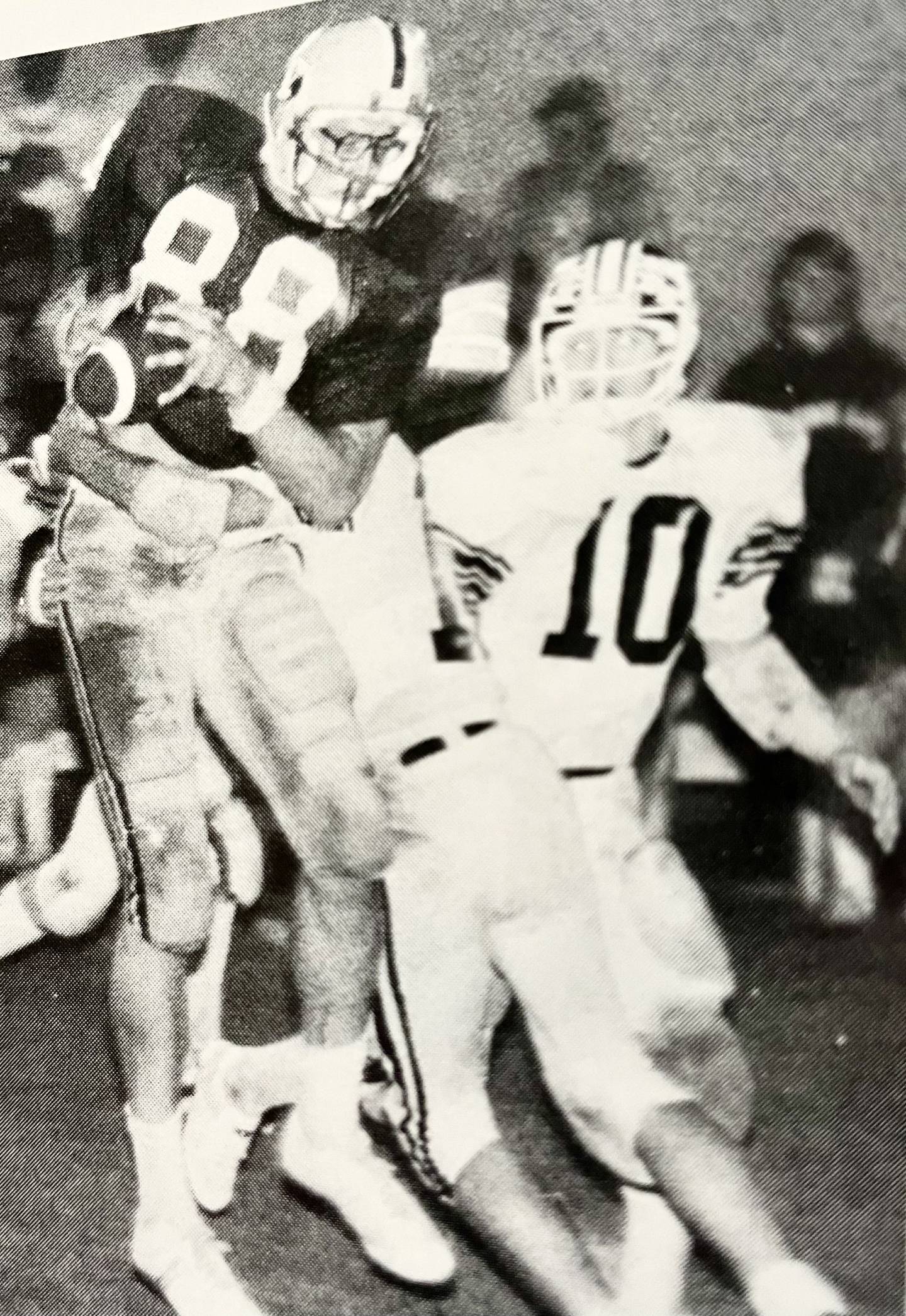 Tom Schertz makes a catch for Tiskilwa during the 1982 Indian Valley Conference season. Randy Kruger's Indians finished 7-2 overall, 4-1 in the East Division for second place behind Walnut.