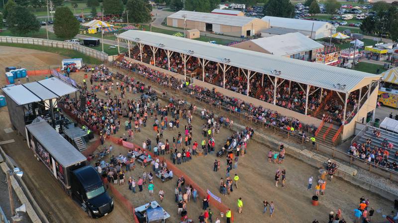 An aerial view of the crowd for the Craig Morgan concert during the 102nd Marshall-Putnam Fair on Thursday, July 13, 2023 in Henry.