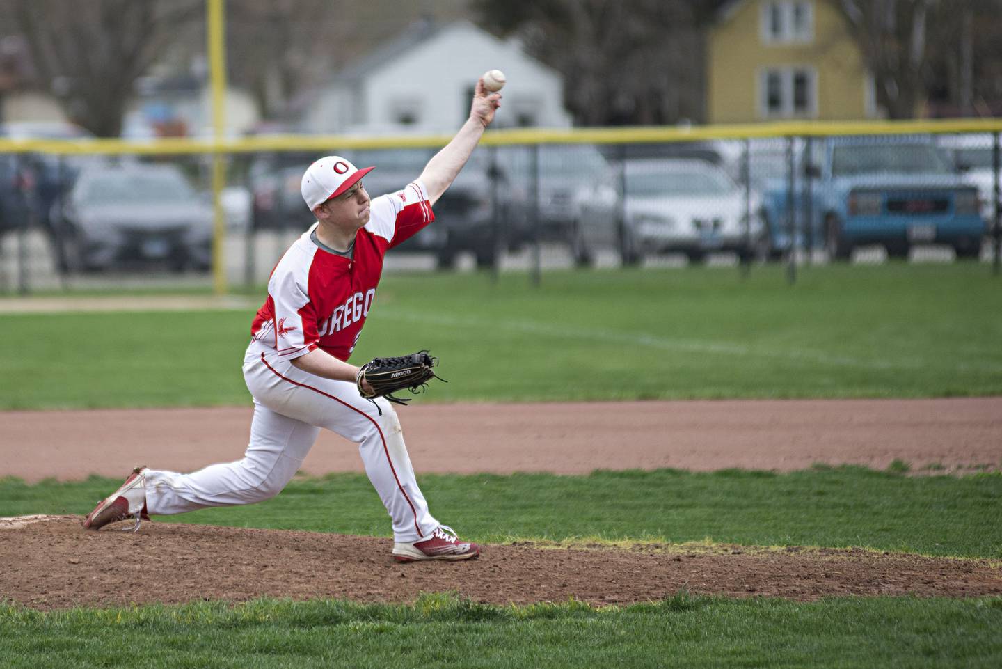 Oregon pitcher Dominic Terikowski throws a pitch Monday, April 25, 2022 against Rock Falls.