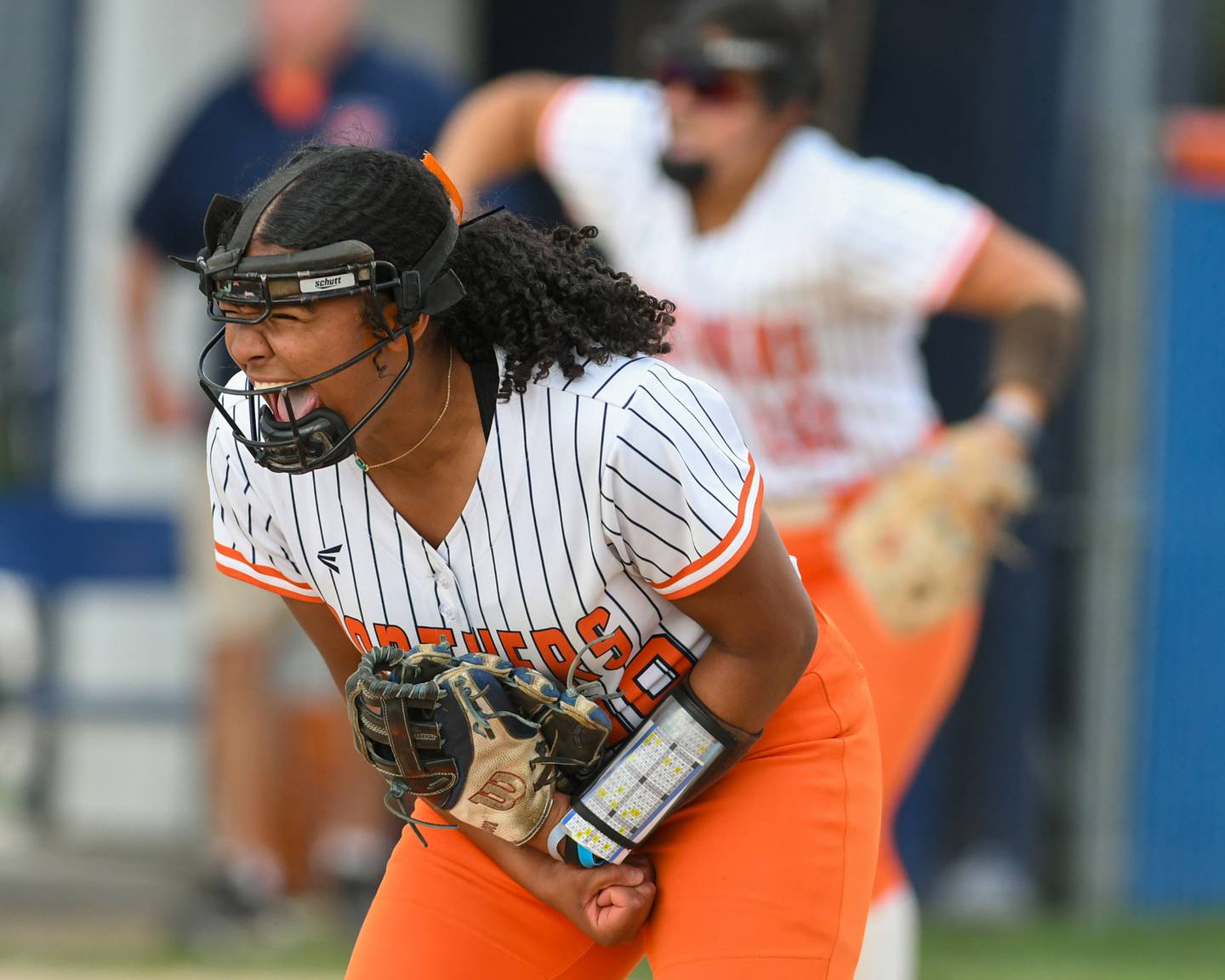 Oswego's Jaelynn Anthony (20) celebrates after the last out of the sectional semifinal game as Oswego took the win over Yorkville 3-2 on Tuesday June 3, 2025, held at Oswego High School.