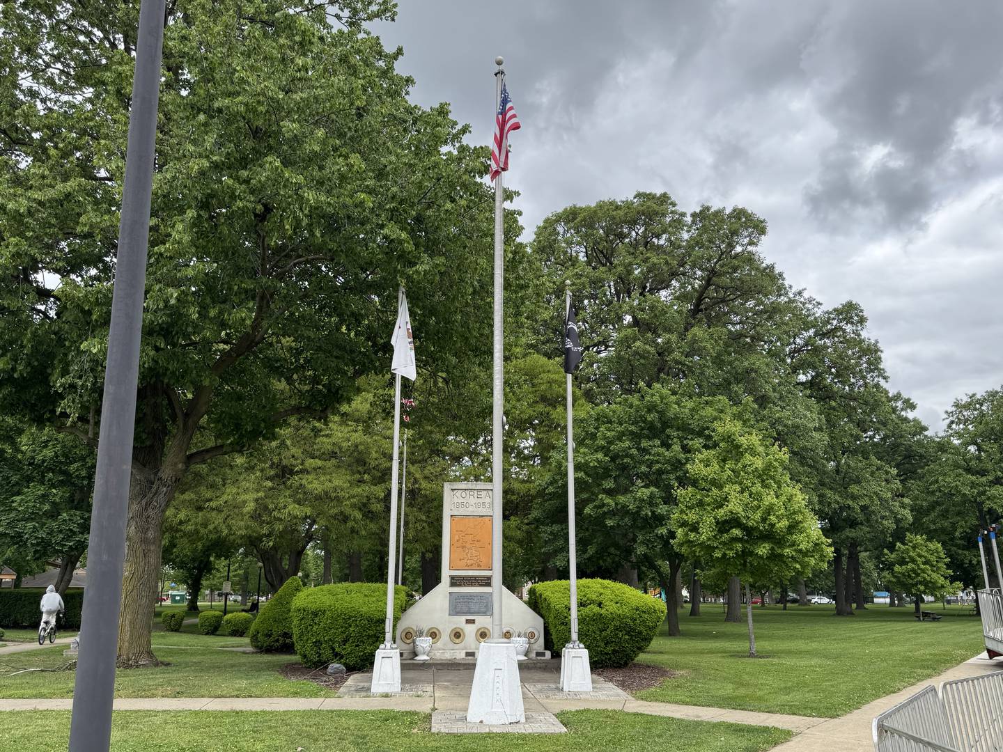 The Korean War Memorial at Streator City Park.