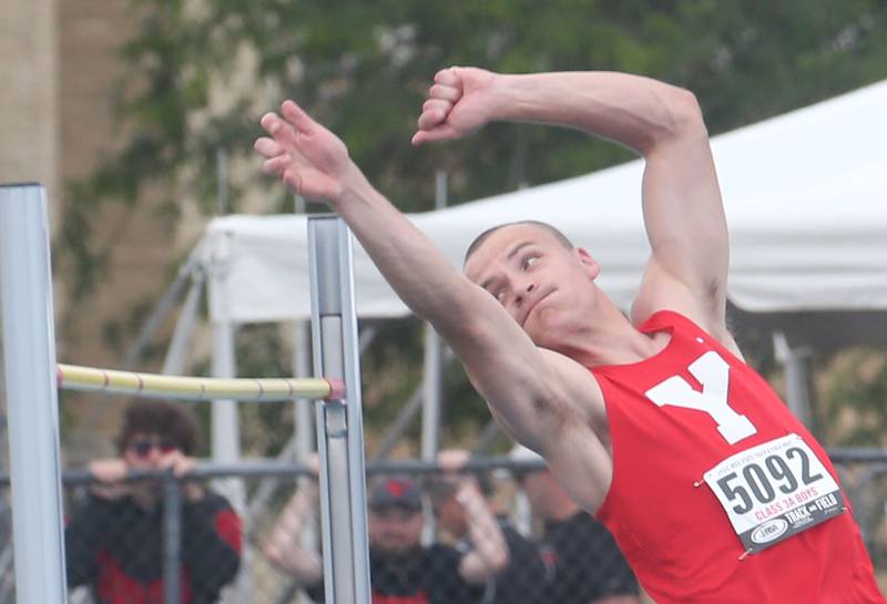 Yorkville''s Taelor Clementscompetes in the high jump during the IHSA Class 3A Boys Track & Field State Finals on Saturday, May 31, 2025 at Eastern Illinois University in Charleston.