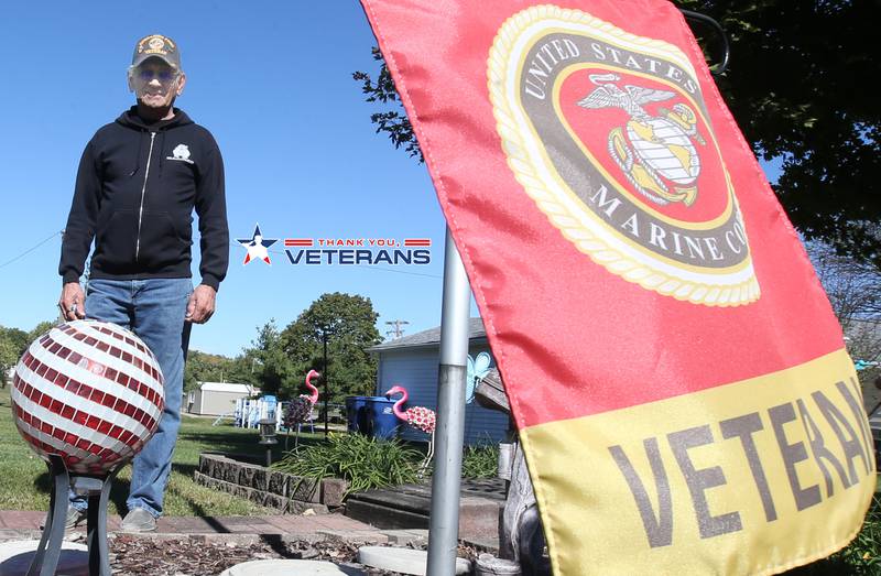 United States Marine Veteran Gordon Parks poses for a photo outside his home on Monday, Oct. 7, 2024 in La Salle. Parks was a Marine who fought in the VIetnam War.