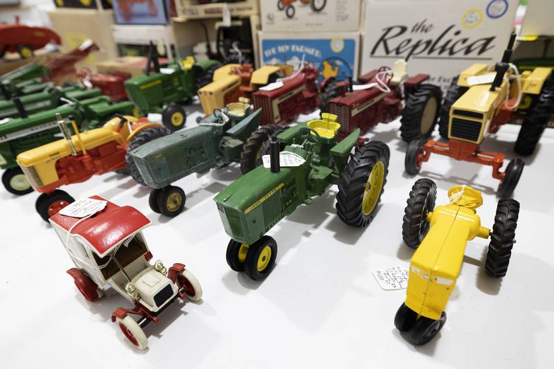 Replicas of farm gear from a bygone era sit on display Saturday, March 15, 2025, in Sublette.