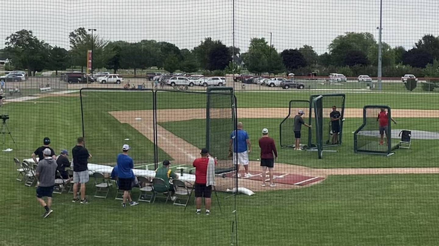 Baseball players go through batting practice at a previous Central Illinois Showcase in Peru. The 2024 event is Aug. 11 at Schweickert Stadium in Peru.