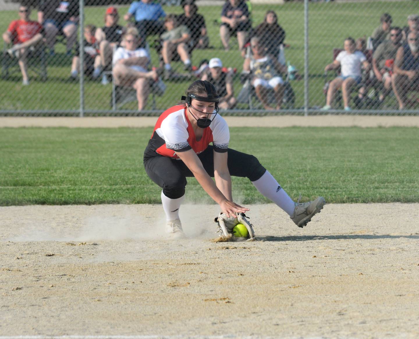 Forreston shortstop Brooke Boettner fields a ground ball during Tuesday's game against Orangeville at the 1A Forreston Sectional. The Cardinals lost the game 9-1.