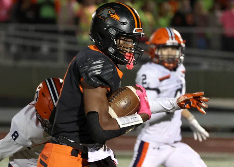 DeKalb's Davon Grant runs through the Stagg defense for a touchdown during their game Friday, Oct. 25, 2024, at DeKalb High School.