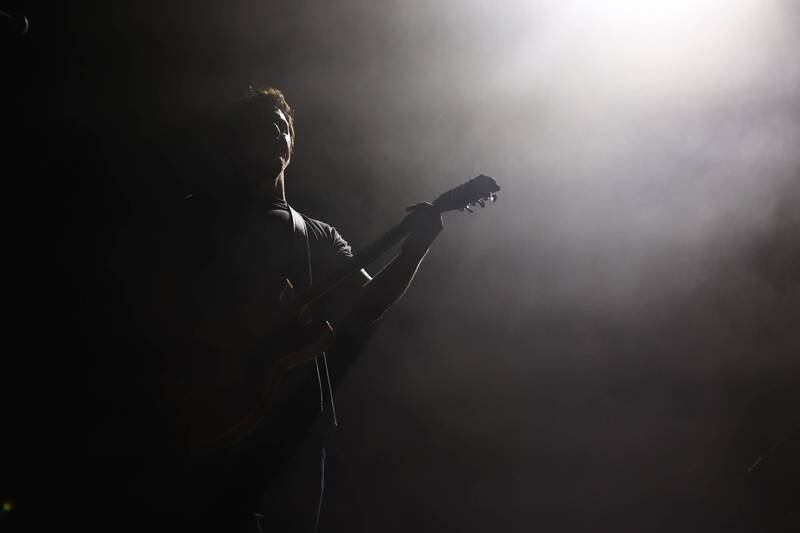 The Academy Is… guitarist Mike Carden closes out the Radical stage on day three of Riot Fest. Saturday, Sept. 18, 2022, in Chicago.