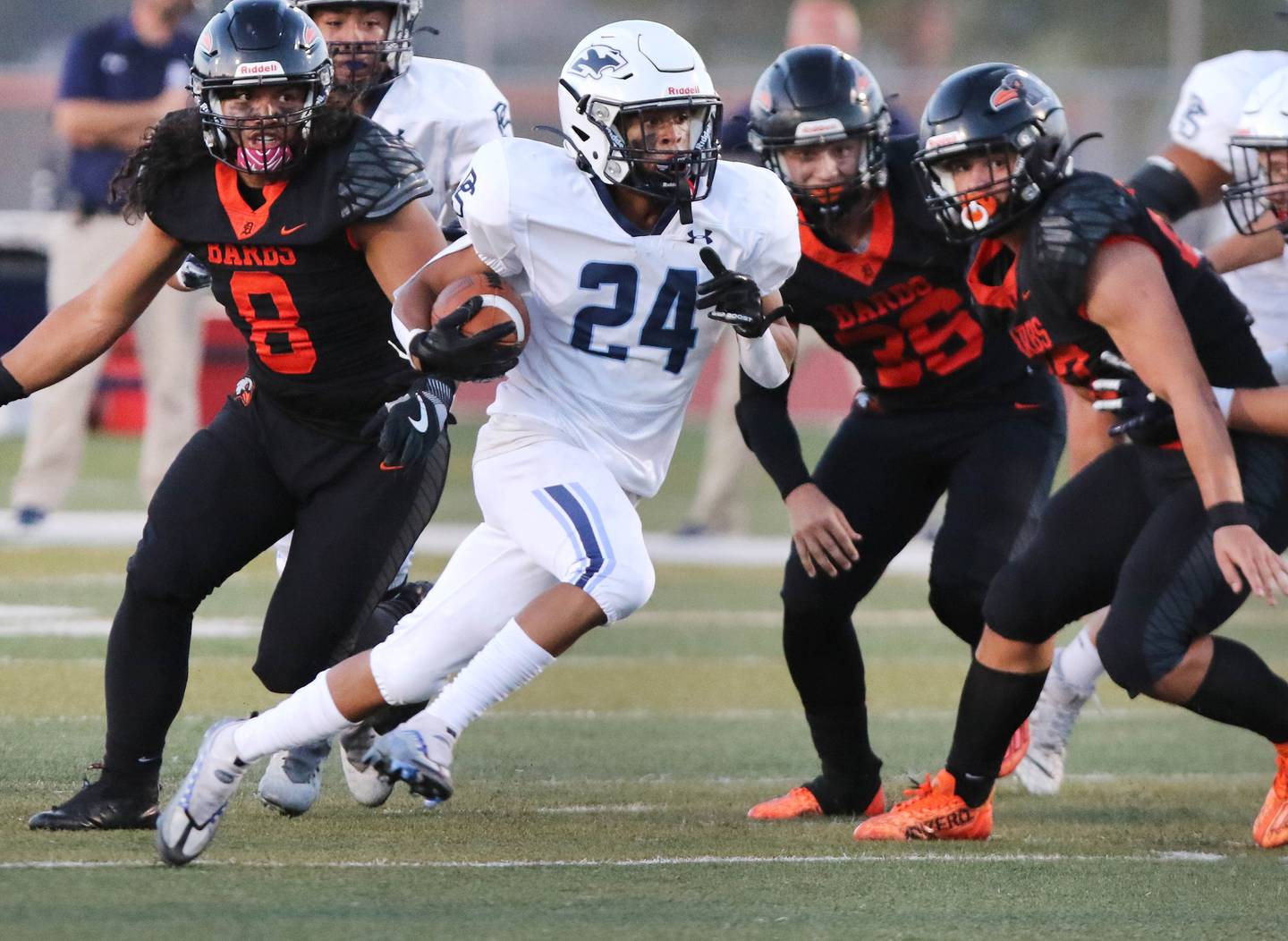 Plainfield South's Brooklyn Williams finds running room in the DeKalb defense during their game Friday, Sept. 1, 2023, at DeKalb High School.