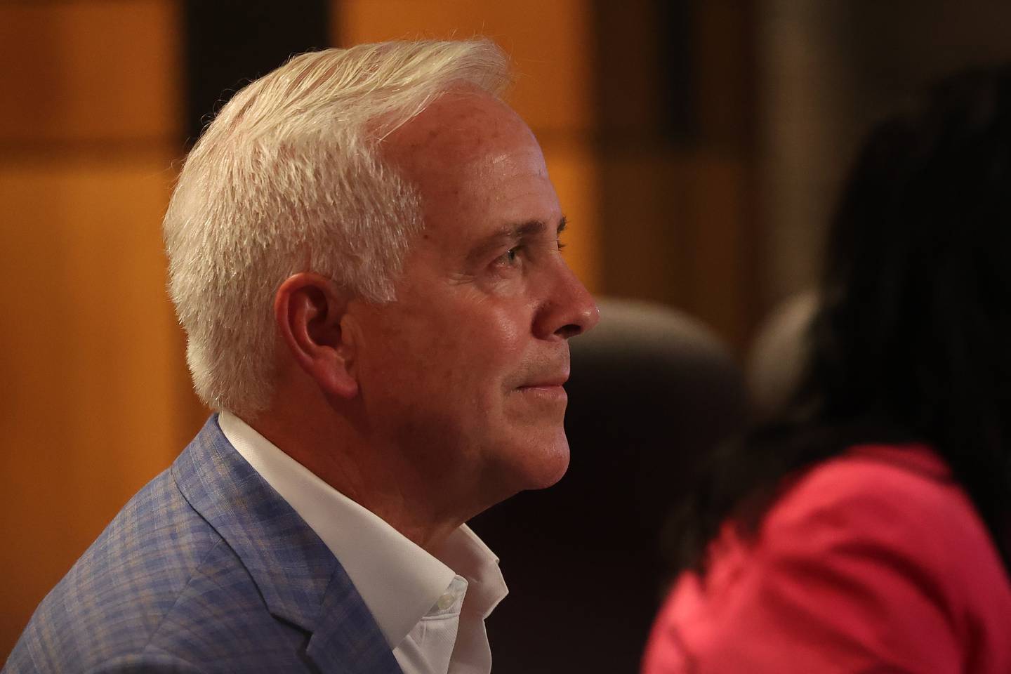 Mayor Terry D’Arcy sits in the Joliet City Council meeting on Tuesday, July 18th, 2023.