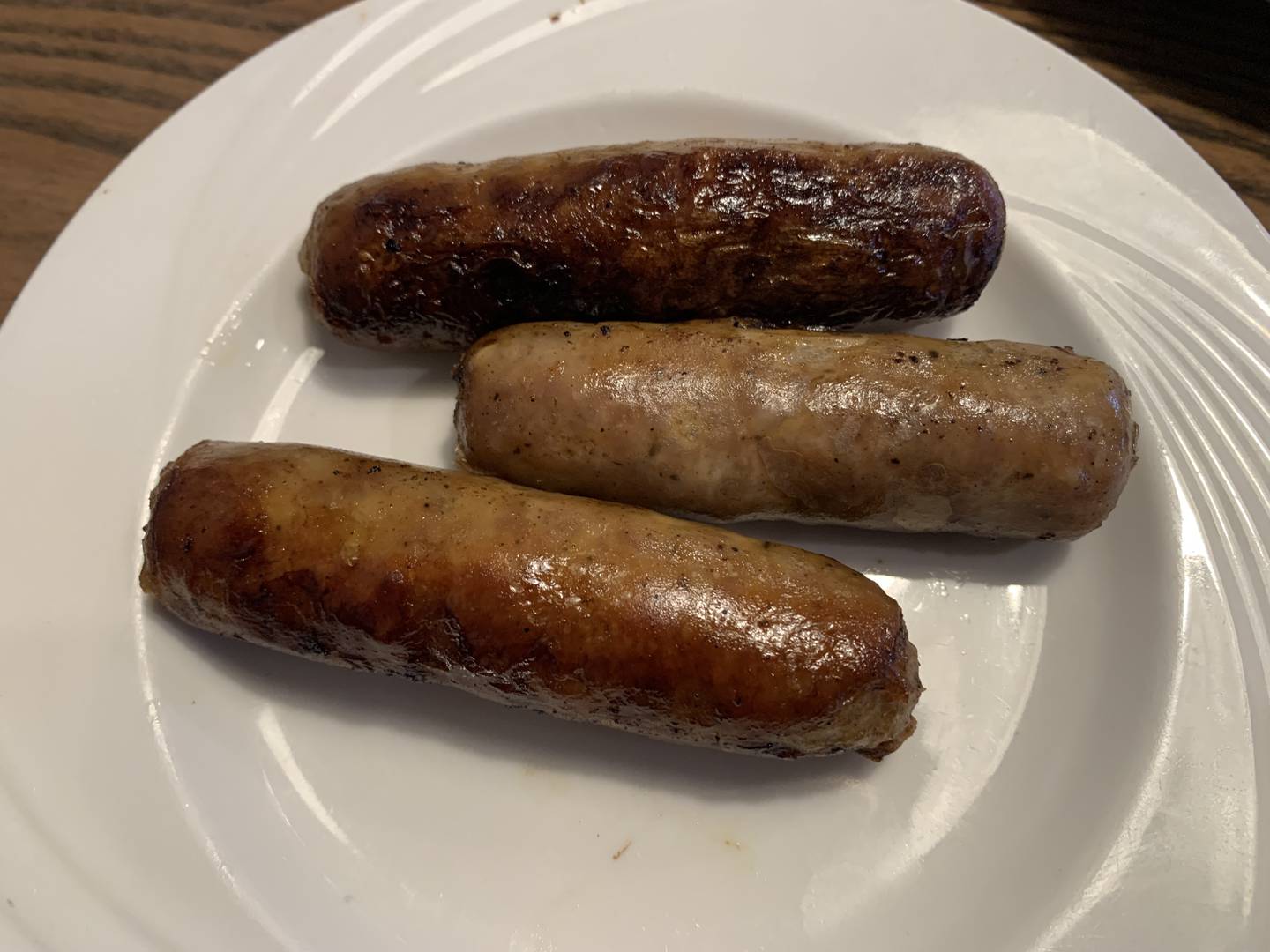 Eggville Cafe in Cary serves large sausages as a breakfast side.