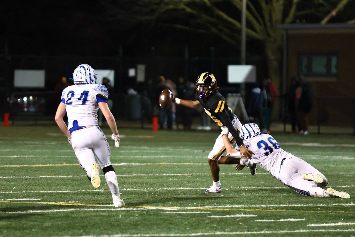 Princeton's Common Green sacks King quarterback Javon Lewis in Saturday's game in Chicago. The Tigers won 34-16.