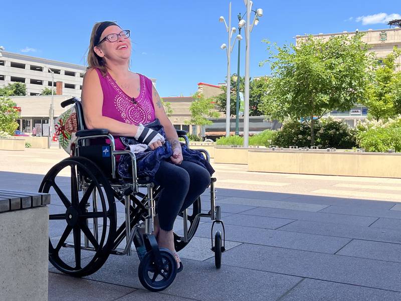 Melissa Robertson on Friday, June 14, outside the Will County Courthouse in Joliet.