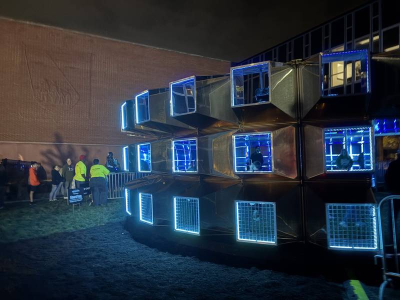"Emergence" is one of the installations on display Oct. 10, 2025 as part of Lumenaura in downtown Aurora.