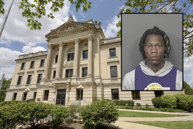 Jacques D. Alexander, 19, of DeKalb, was arrested on Tuesday, July 2, 2024, at his residence and charged with robbery, aggravated battery and mob action in connection to a July 1, 2024, robbery in DeKalb, according to DeKalb police. (Inset photo provided by DeKalb Police Department)