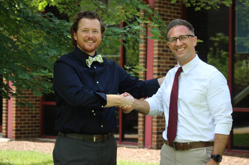 Assistant Vice Principal Chris Tiritilli (right) with Montini Catholic Principal Kevin Beirne.