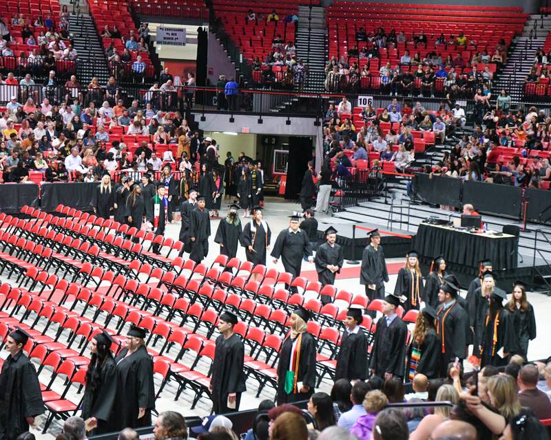 DeKalb High School seniors file into Northern Illinois University's Convocation Center, 1525 W. Lincoln Highway in DeKalb Saturday, May 27, 2023 for the Class of 2023 Commencement ceremony.