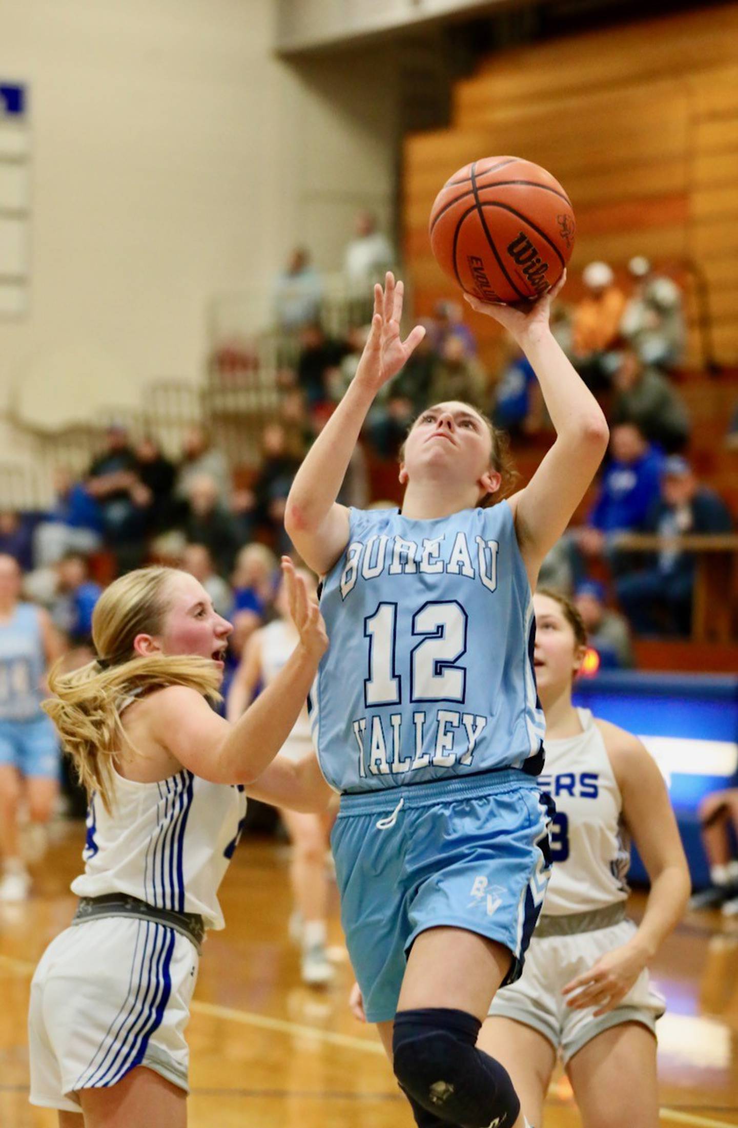 Bureau Valley senor Kate Stoller takes in a layup Monday night at Prouty Gym. The Storm won 55-45.