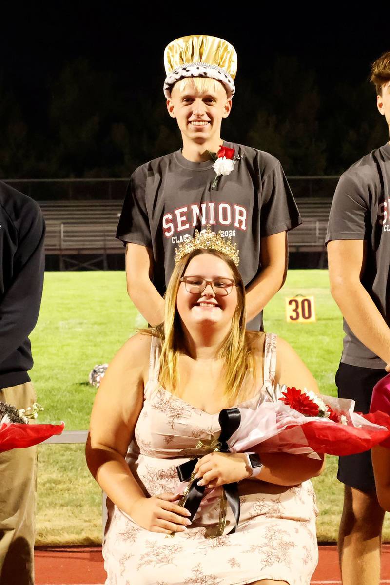 Erie High School crowned Jonathan Norman and Jaylyn Hockaday as their 2025 Homecoming King and Queen on Wednesday, Oct. 1, 2025, after the Powder Puff football game.