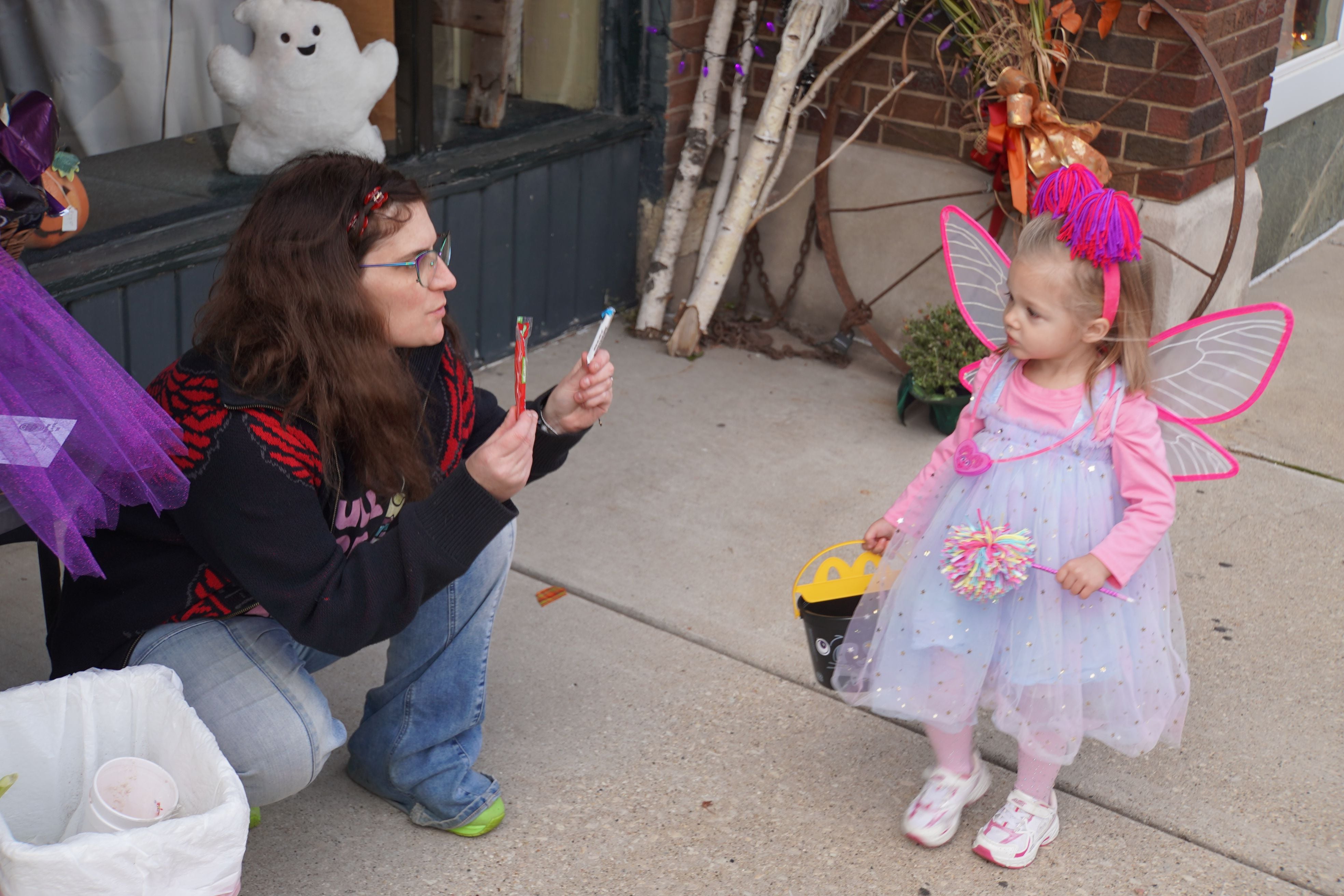 On Halloween on Friday, Oct. 31, 2025, the annual Downtown Trick or Treat event was held in Rochelle. Shown is trick or treater Lemon Burkhart at Colonial Flowers.
